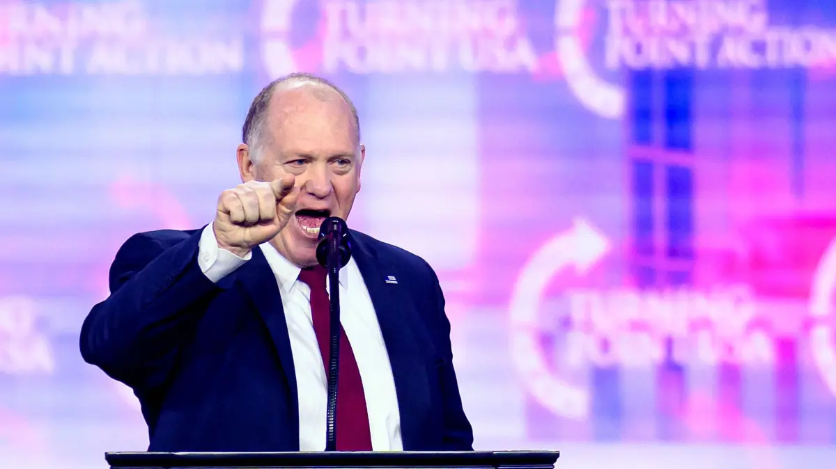 Incoming White House 'border czar' Tom Homan speaks during Turning Point's annual AmericaFest 2024 in Phoenix, Arizona, on December 22, 2024. (Photo by JOSH EDELSON / AFP)