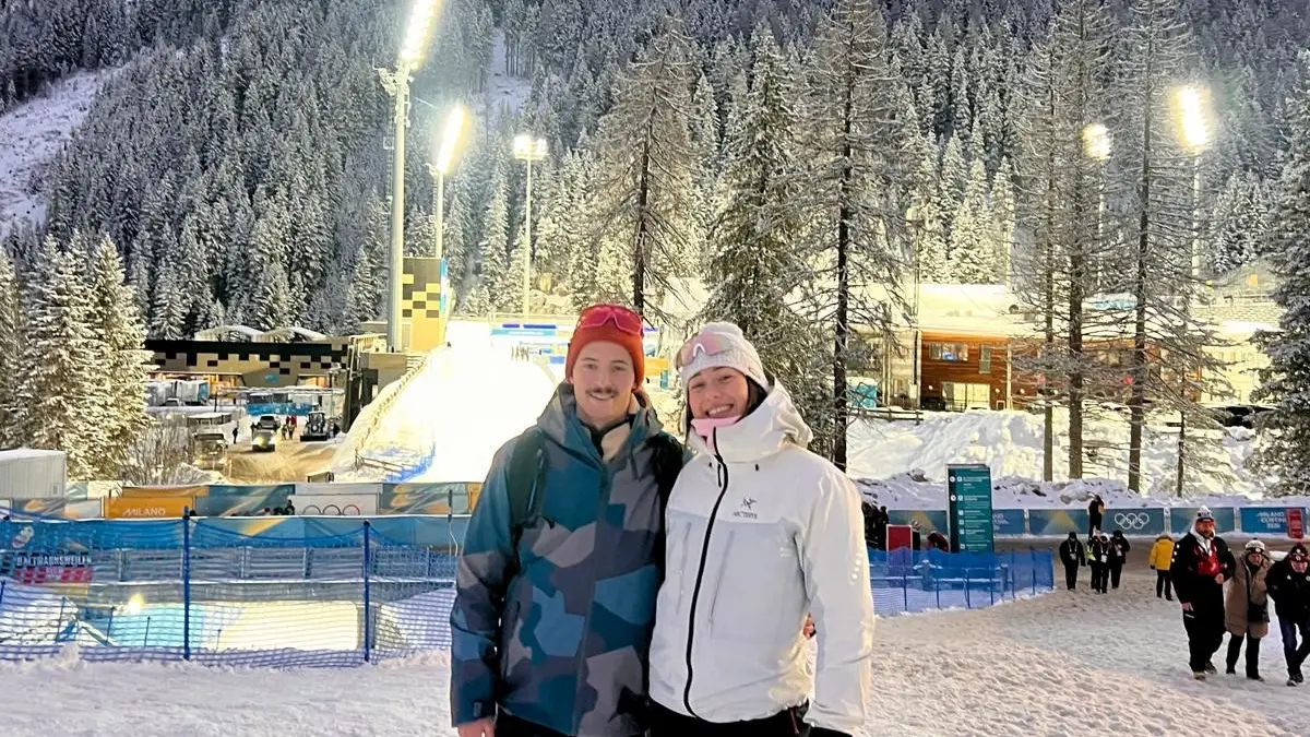 Weiterer Support aus Ulm: Lisa und Kilian im stimmungsvollen Abendambiente nach dem Rennen.