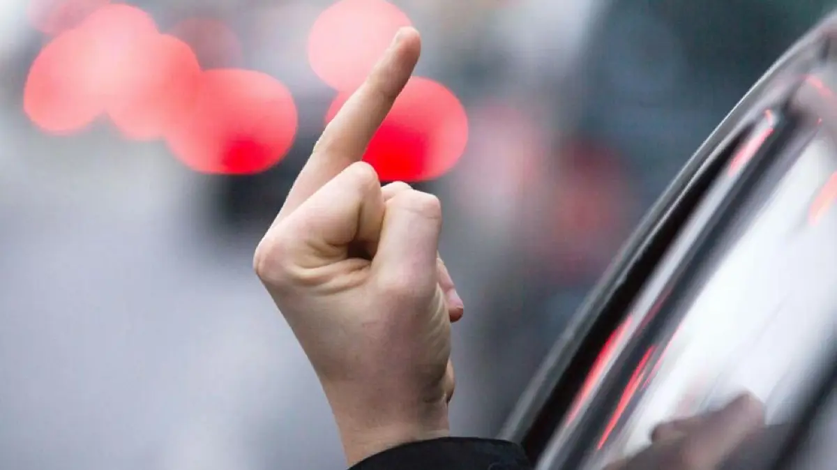 Stinkefinger Auto Blaulicht Symbolfoto Schwabo LZ OV