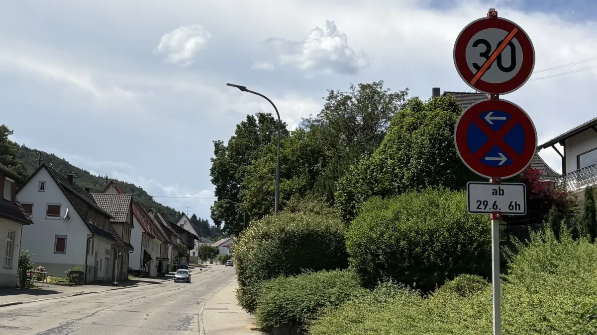 Ankündigung der Sperrung in Albstadt-Pfeffingen