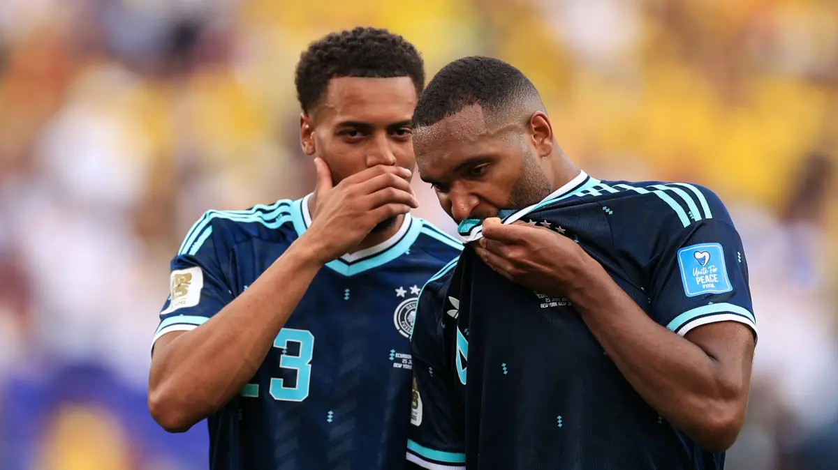 Football - FIFA World Cup, WM, Weltmeisterschaft, Fussball - Group E - Ecuador v Germany 25th June 2026 - FIFA World Cup - Group E - Ecuador v Germany - Jonathan Tah of Germany and Felix Nmecha of Germany - Photo: Simon Stacpoole / Offside. New Jersey USA *** Fußball FIFA-Weltmeisterschaft, Gruppe E: Ecuador gegen Deutschland, 25. Juni 2026 FIFA-Weltmeisterschaft, Gruppe E: Ecuador gegen Deutschland Jonathan Tah Deutschland und Felix Nmecha Deutschland Foto: Simon Stacpoole Abseits New Jersey, USA PUBLICATIONxINxGERxSUIxAUTxONLY Copyright: xSimonxStacpoolexOffside