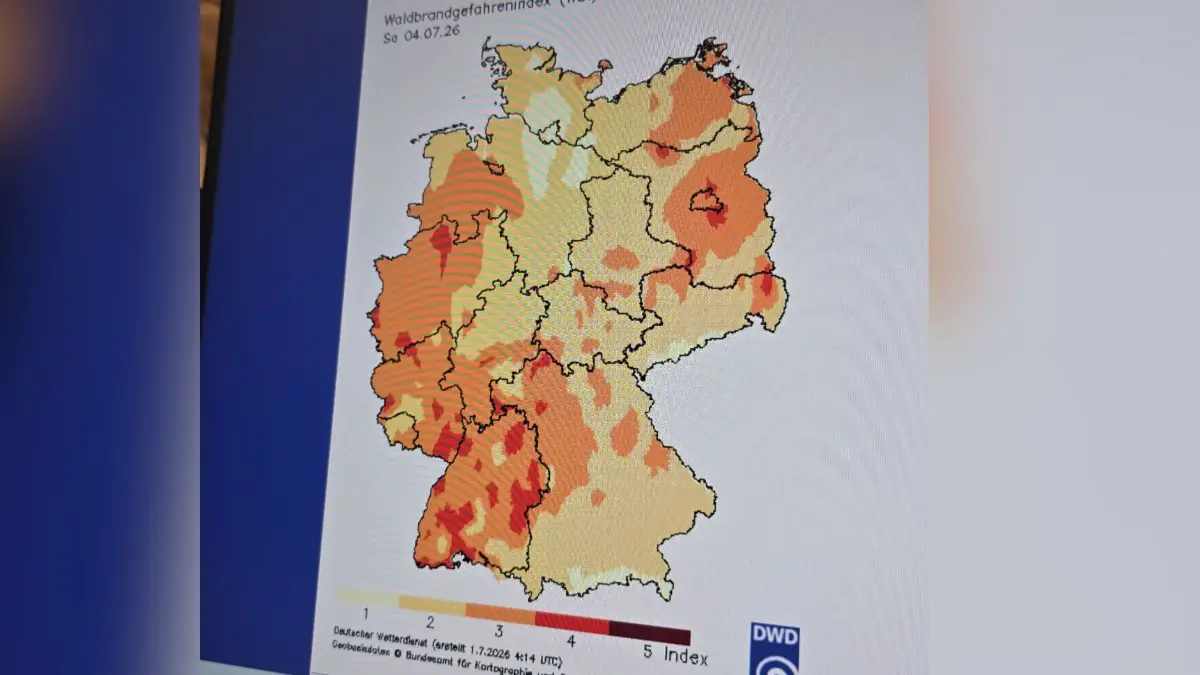 Der Gefahrenindex des Deutschen Wetterdienstes zeigt: Im Schwarzwald-Baar-Kreis herrscht Warnstufe vier von fünf.