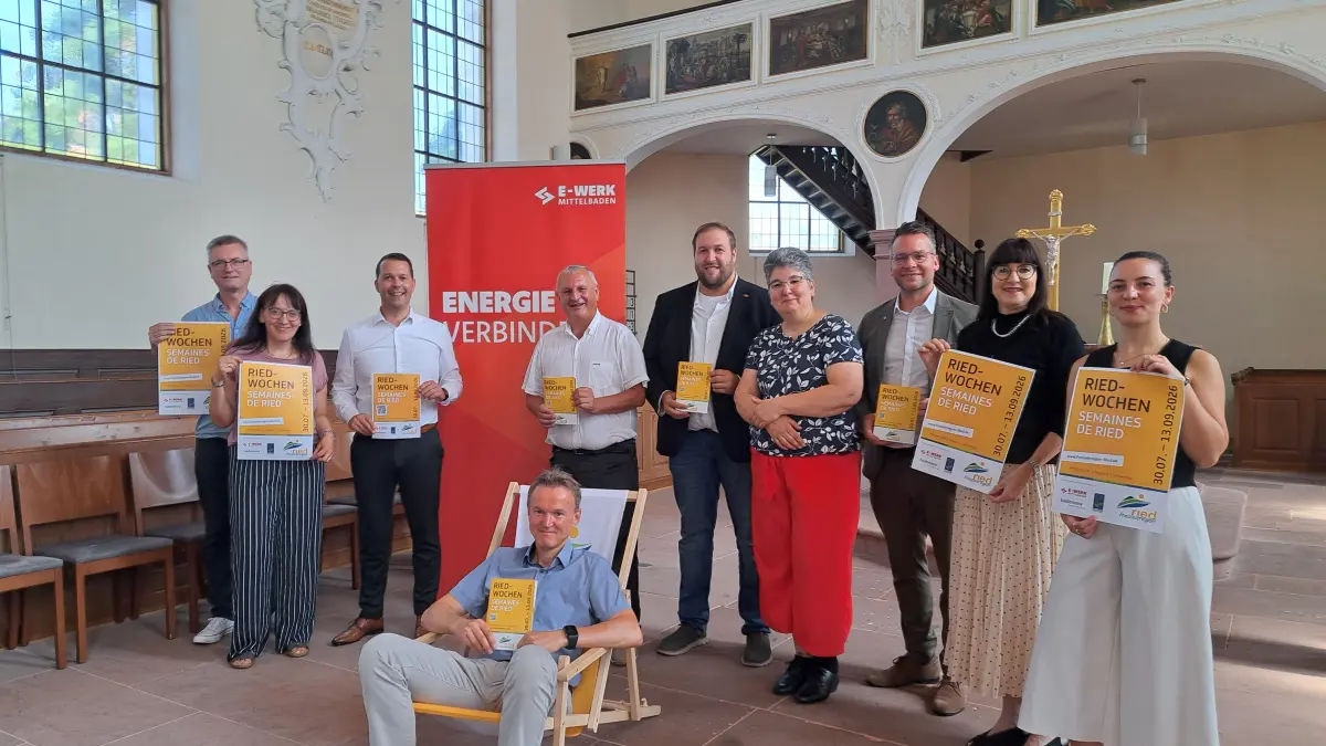 In der Meißenheimer Barockkirche stellten Organisatoren und Bürgermeister das Programm der Ried-Wochen 2026 vor.
