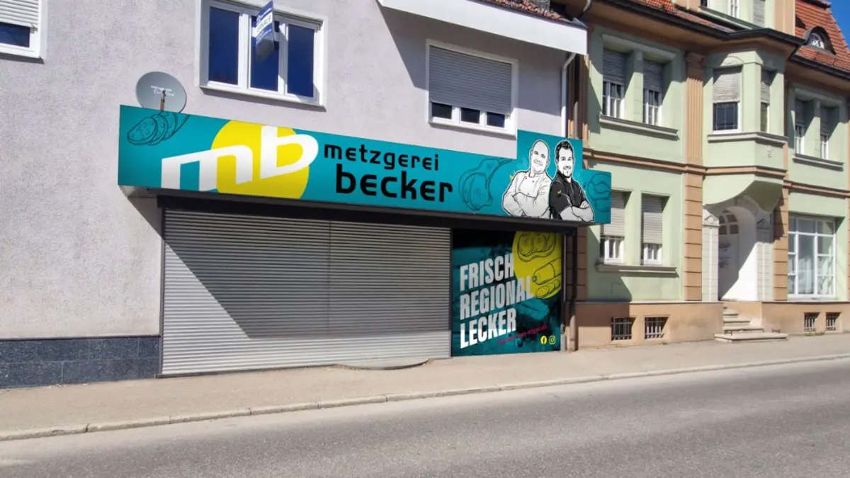 Noch sind die Rollos unten, doch am 2. Juli öffnet die Metzgerei Becker zum Engel in der Langen Straße 12 ihre Türen.