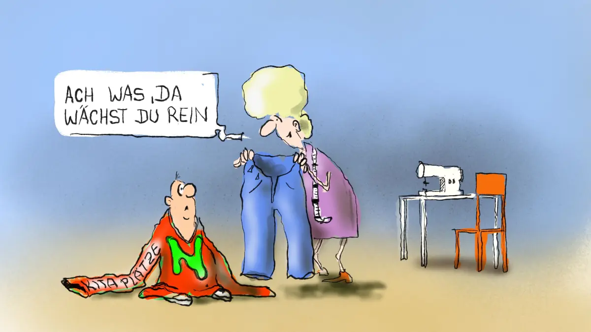 Erst hängt sich die Stadt voll rein, um möglichst schnell genügend Krippenplätze bereitstellen zu können, und prompt bleibt der Nachwuchs zahlenmäßig hinter den Erwartungen zurück. Die Stadt hofft, dass sich das irgendwann herauswächst.