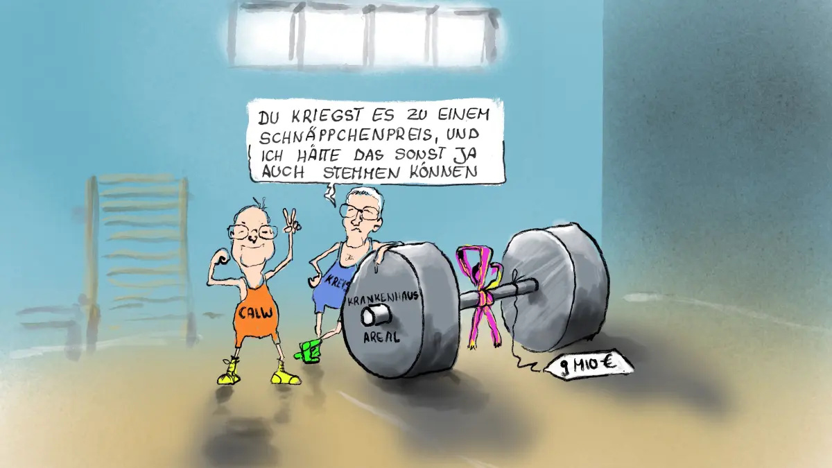 Der Vertrag ist perfekt, für etwa 9 Millionen Euro kauft die Stadt vom Landkreis das ehemalige Klinikgebäude. Abriss und Neuplanung kosten dann nochmal extra. Landrat Riegger freut sich öffentlich lieber nicht, dass er dieses Immobilienschwergewicht los ist, und Oberbürgermeister Florian Kling gibt sich zuversichtlich, dass das alles für die Stadt zu stemmen ist.