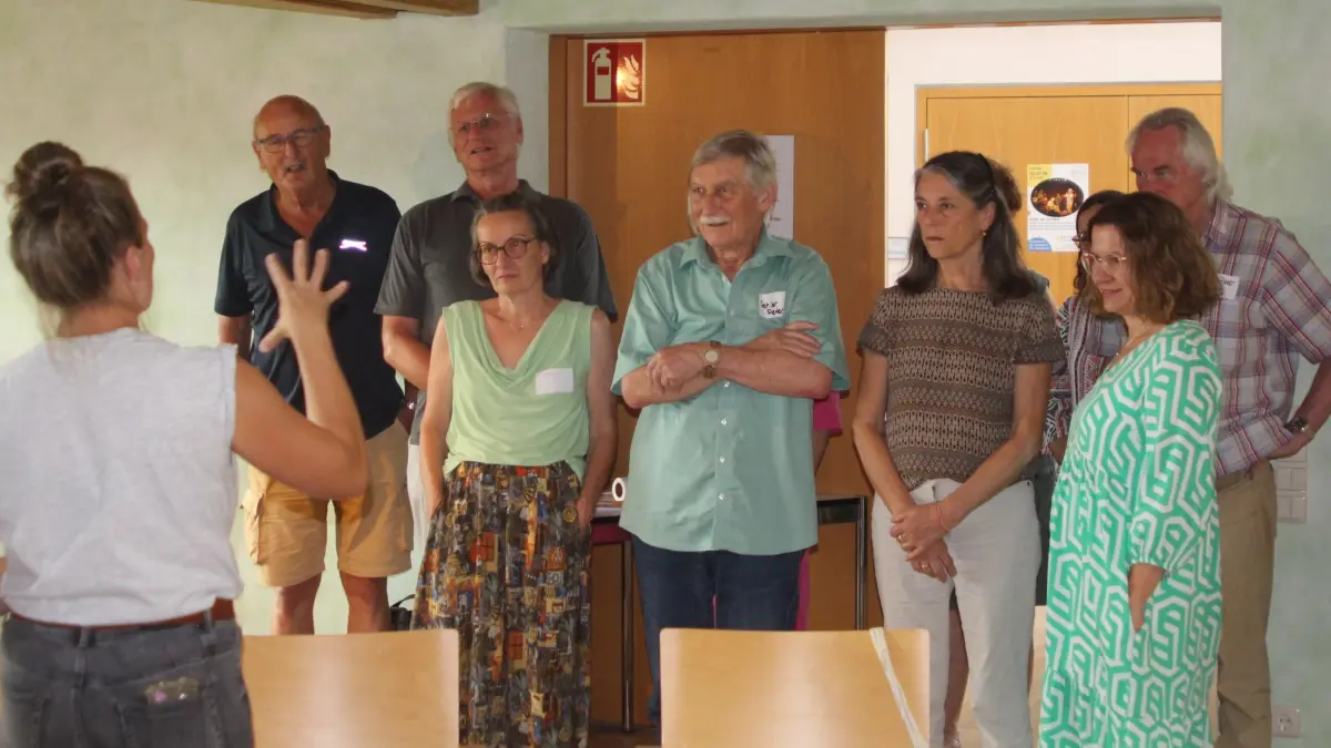 Die Workshop-Teilnehmer mussten anfangs Fragen beantworten und sich dafür auf einer Skala von eins (keine Zustimmung) bis fünf (volle Zustimmung) positionieren.