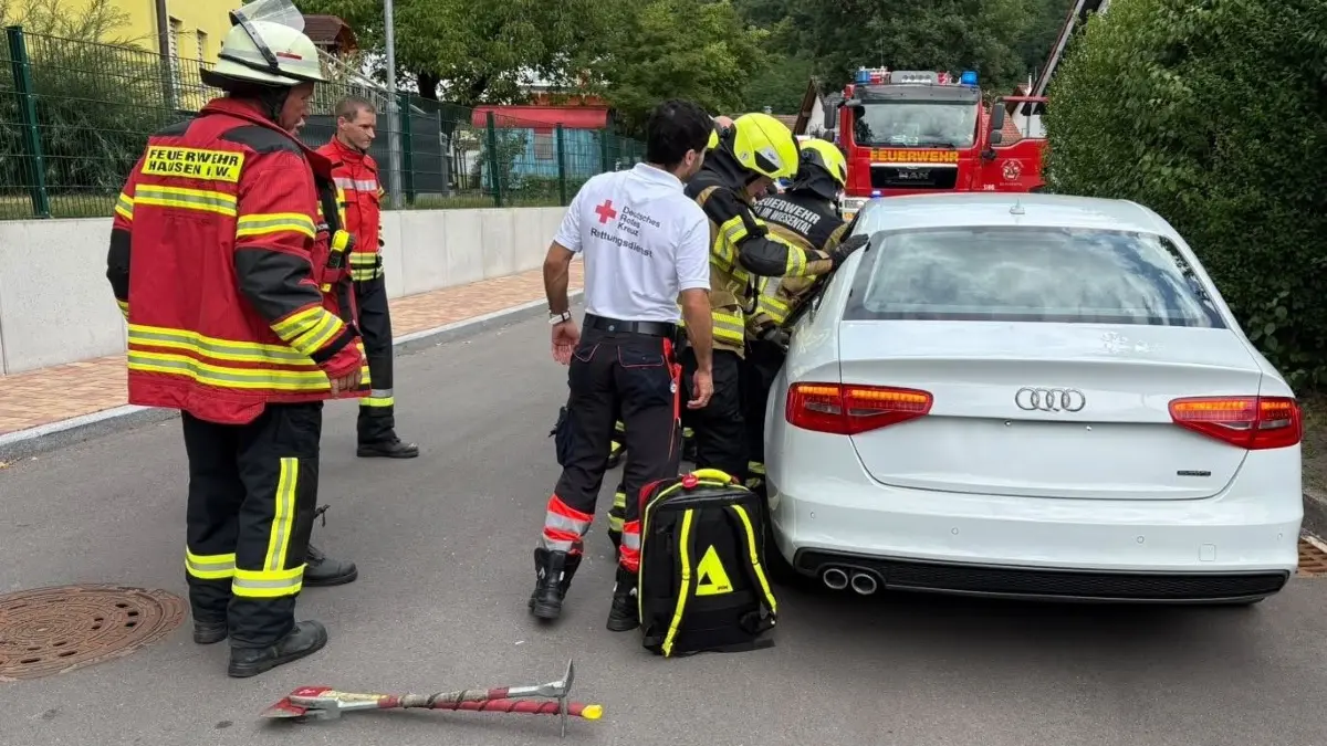 In Hausen war ein Kleinkind in einem Auto eingeschlossen.