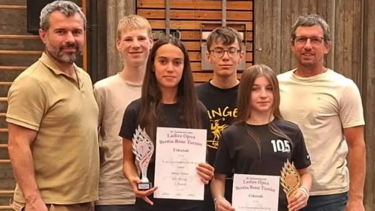 KSV Winzeln: Özkan Öztürk, Felix Keller, Belinay Öztürk, Paul Reichert, Leonie Wernz und Michael Wernz bildeten das Team des KSV Winzeln in Ladenburg.