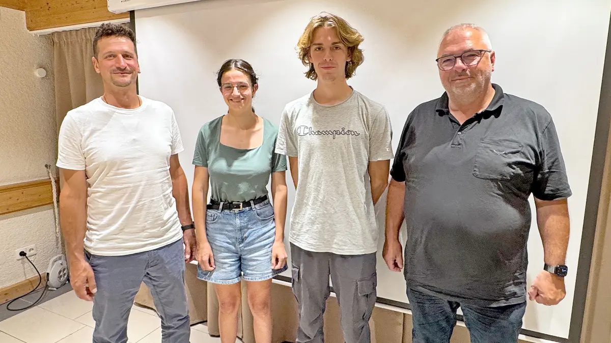 Das Führungsquartett: von links Markus Fietz (Vorsitzender), Amelie Fietz (Schriftführerin) Johannes Röhrle(Finanzchef)und Georg Röhrle(stellvertretender Vorsitzender.