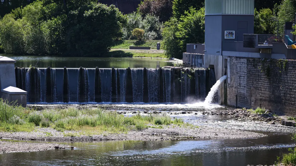 Horb (Landkreis Freudenstadt) 10.07.2026
Stauwehr am Floesserwasen am Neckar, Neckarstrand und Niedrigwasser.
FOTO: Pressefoto ULMER / Markus Ulmer
xxNOxMODELxRELEASExx