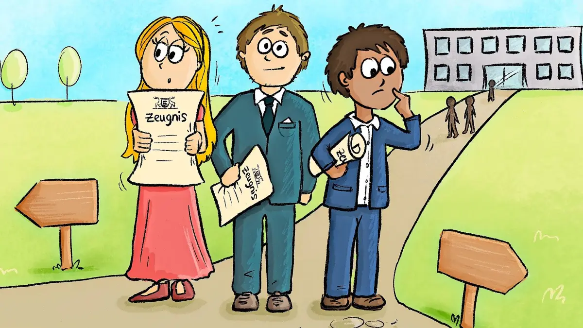 Das Abi in der Tasche – und jetzt? (Karikatur)