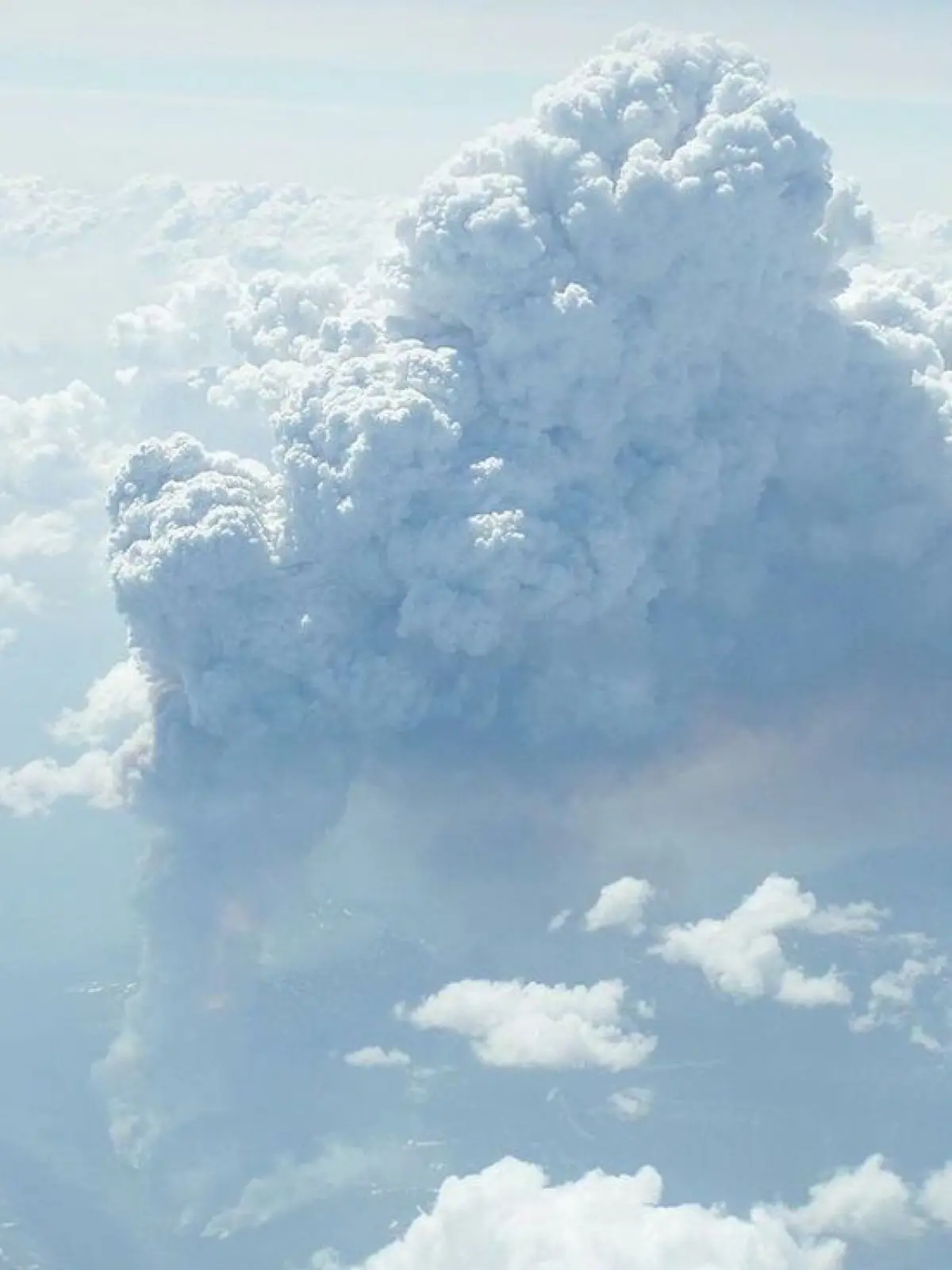 Pyrocumulonimbus auf 10 Kilometer Höhe, fotografiert aus einem Flugzeug.