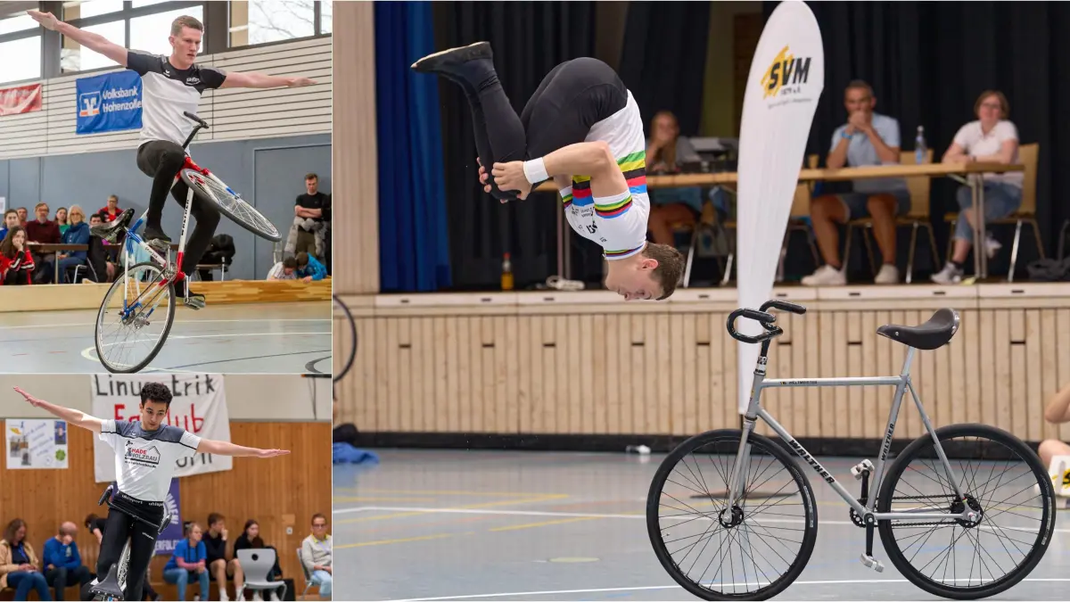 Drei Lokalmatadore im Fokus: Jonas Beiter (li. oben), Elijah Beck (li. unten) und Weltmeister Philipp-Thies Rapp starten beim Weltcup in Rangendingen.