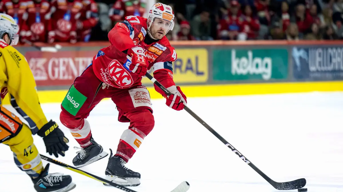 Ice hockey, Eishockey - ICEHL, KAC vs Capitals KLAGENFURT,AUSTRIA,01.MAR.26 - ICE HOCKEY - ICE Hockey League, Klagenfurter AC vs Vienna Capitals. Image shows Jordan Murray KAC. PUBLICATIONxNOTxINxAUTxSUIxSWE GEPAxpictures/xMatthiasxTrinkl