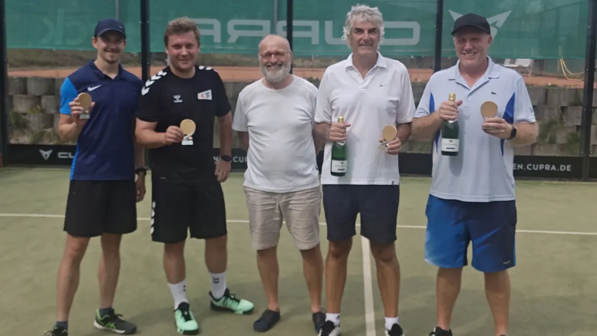 Die Vereinsmeister mit dem Vorsitzenden (von links): Marcel Meier, Daniel Lorenzen, Christoph Hager (Vorsitzender), Alexander Mutter und Patrick Hager