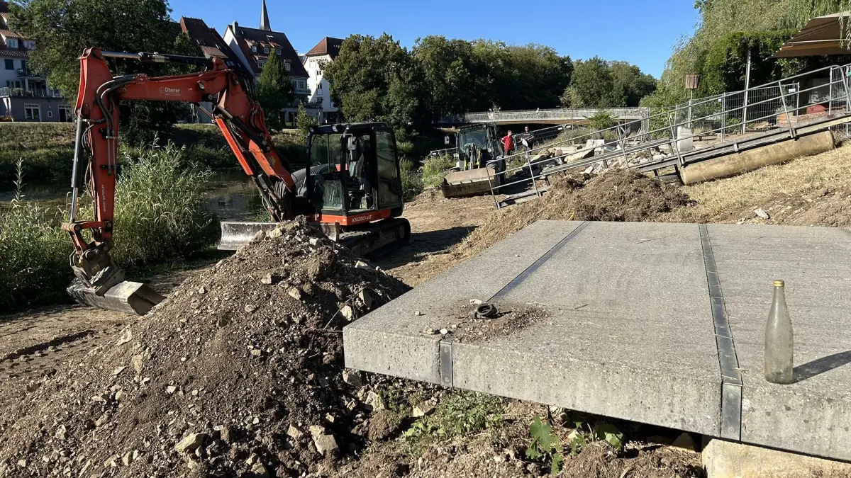 Bildunterschrift: Los geht’s: Beim „Golem“ haben die ersten Bauarbeiten im Zusammenhang mit der Gartenschau 2031 begonnen. Bildnachweis: Stadt Tuttlingen / Arno Specht