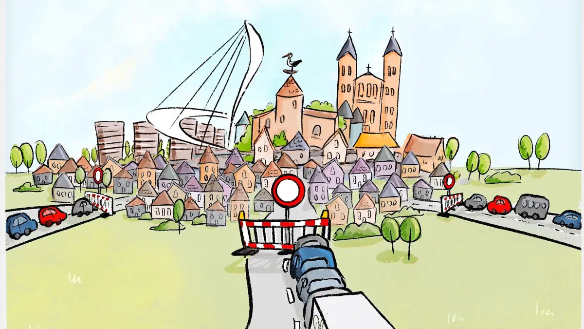 Stau-Hauptstadt Lahr (Karikatur)