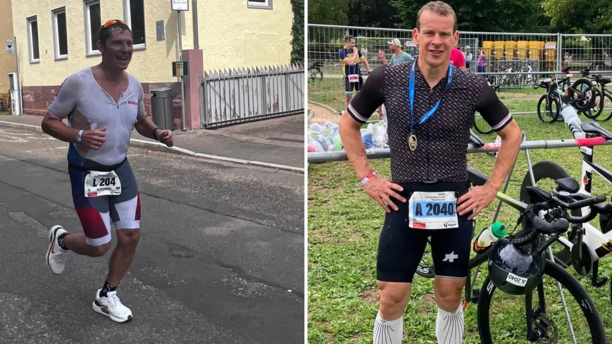Alexander Görzen (links) und Rudi Kienzle meisterten beim Nordschwarzwald-Triathlon in Nagold die "Iron-Man"-Distanz mit 3,8 Kilometer Schwimmen, 180 Kilometer Radfahren und 42,16 Kilometer Laufen.