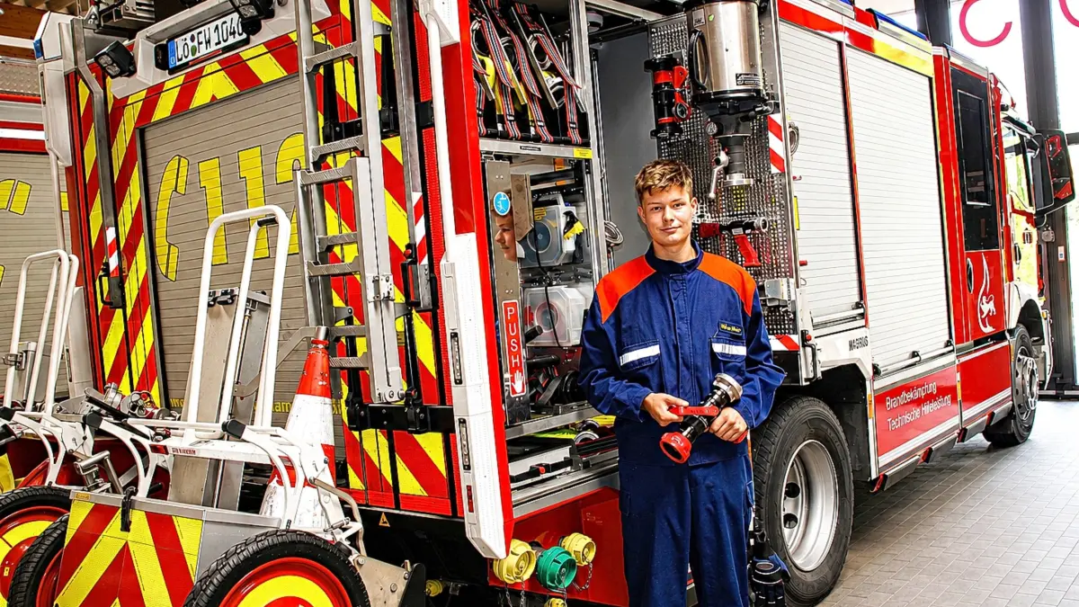 Fynn Zielinsky aus Haltingen macht der Dienst in der Jugendfeuerwehr „mega Spaß“.