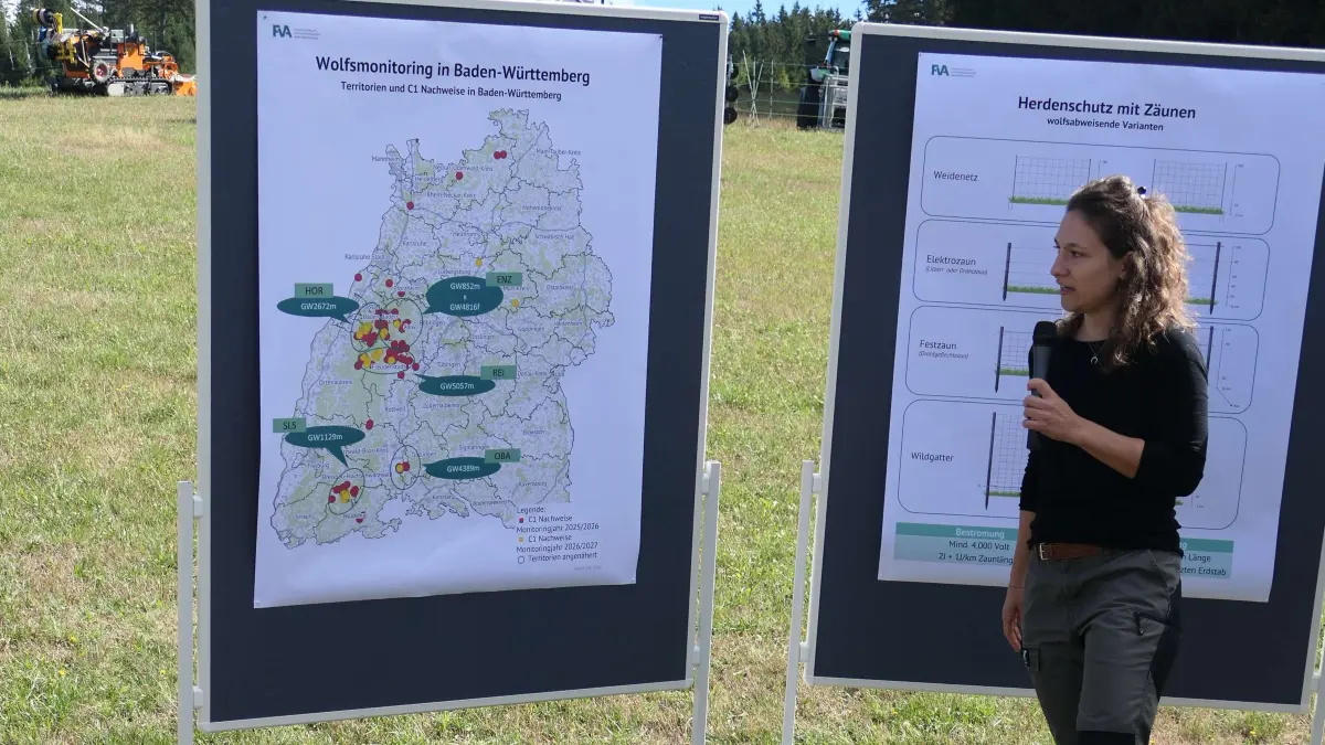 Ronja Schütz erläutert die Verbreitung von Wölfen in der Region.