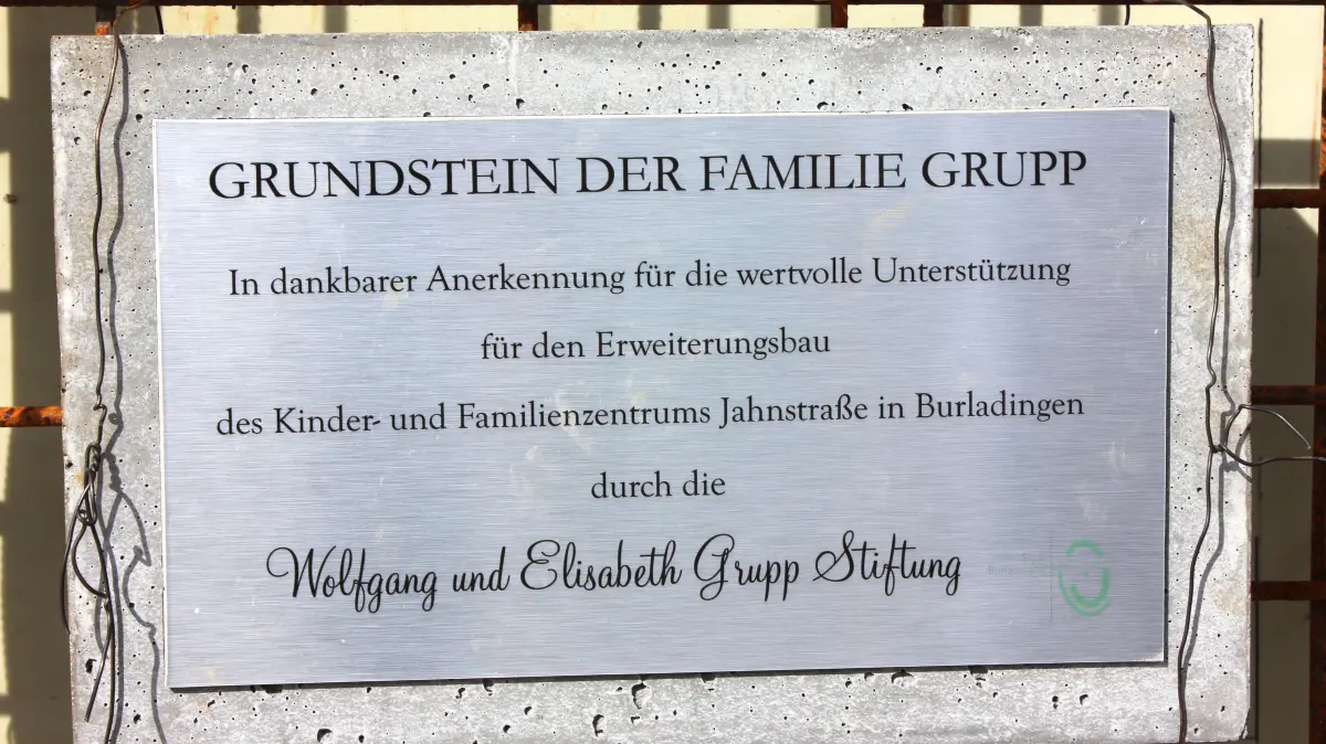 Grundstein Kindergarten Jahnstraße Burladingen Grupp Stiftung