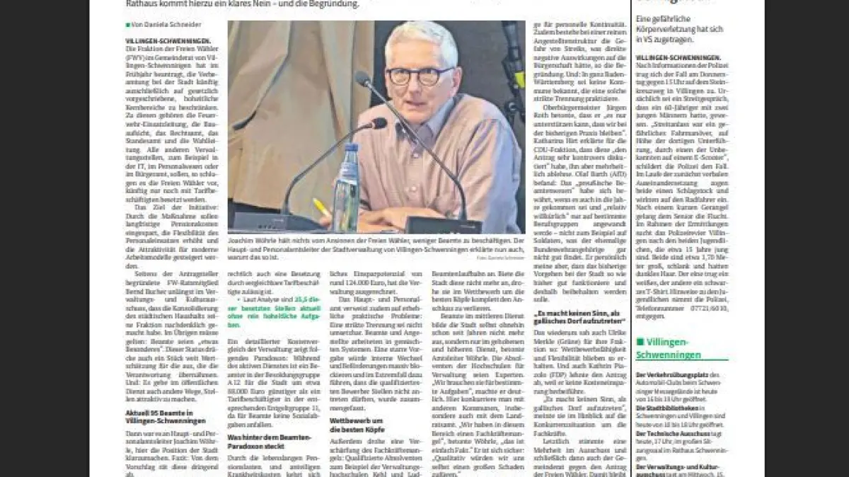 Dieser Zeitungsbericht im Schwarzwälder Boten und der Neckarquelle befasste sich mit dem Antrag der Freien Wähler im Gemeinderat. Der SWR greift das Thema nun auf.