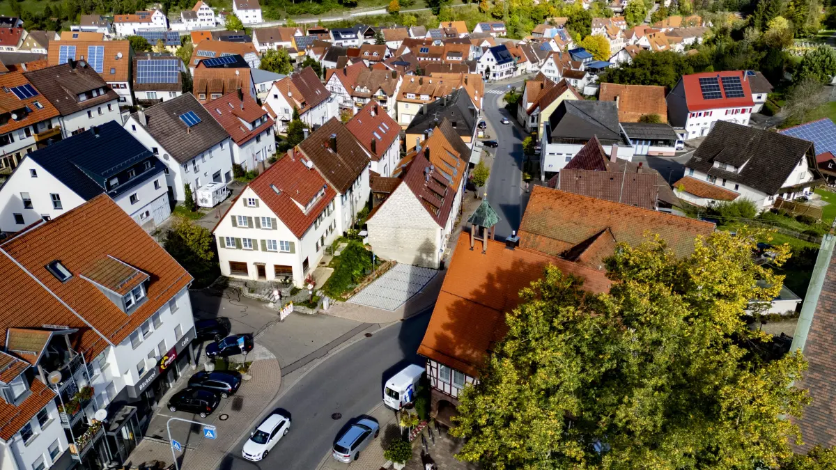 Blick auf die Haiterbache Ortsmitte
