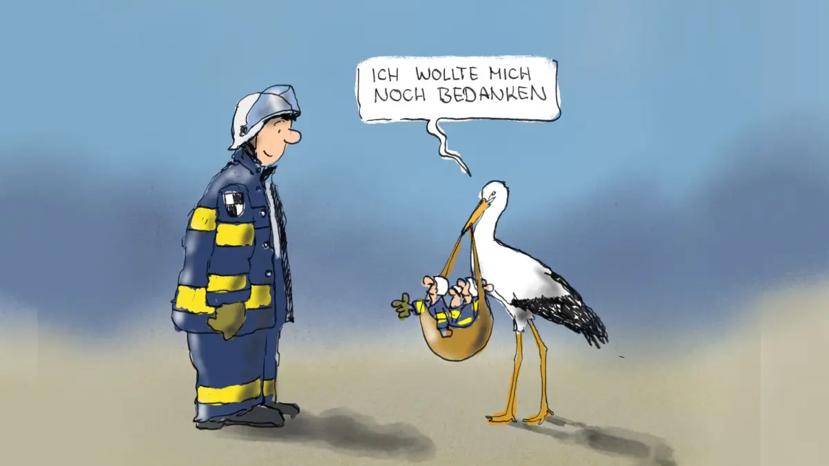 Feuerwehrnachwuchs gesichert: In einer herzerwärmenden Aktion hat die Hechinger Feuerwehr einen notgelandeten Storch gerettet. Ob diese Vogelart tatsächlich für Nachwuchs verantwortlich ist, ist wissenschaftlich zwar noch nicht endgültig bewiesen, freuen über weitere Nachwuchskollegen würde sich die Hechinger Wehr aber ganz sicher.