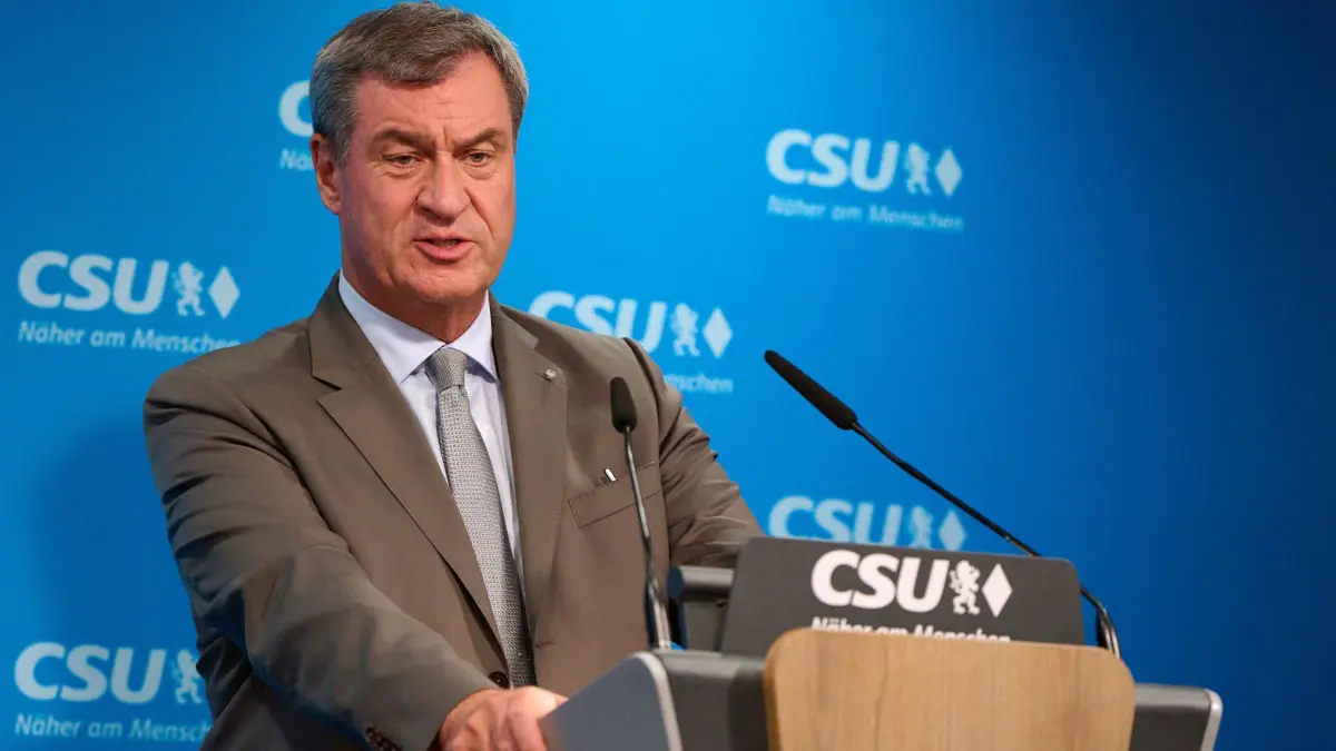 Auftakt zur Klausurtagung des CSU-Parteivorstands: 13.09.2026, Bayern, München: Markus Söder (CSU), Ministerpräsident von Bayern, gibt zum Auftakt der Klausurtagung des CSU-Parteivorstands in der CSU-Landesleitung ein Pressestatement. Foto: Sven Hoppe/dpa +++ dpa-Bildfunk +++