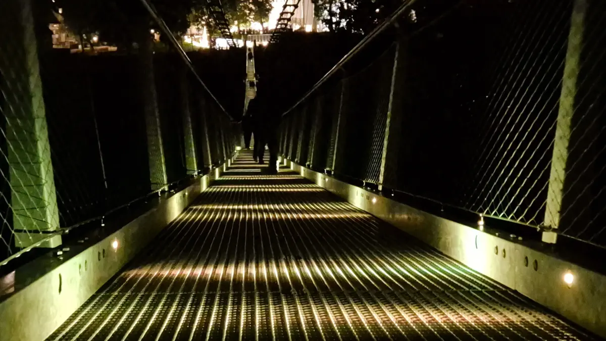 Hängebrücke Neckarline in Rottweil bei Nacht