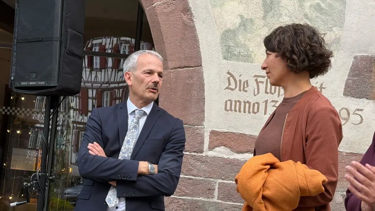 Thomas Haas im Gespräch mit Dorothee Eisenlohr, Oberbürgermeisterin von Schramberg.