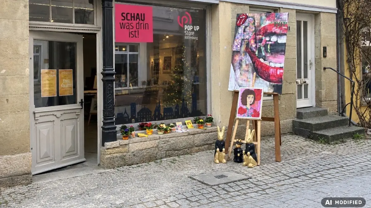Pop-up-Stores sollen Leerstände in Rottenburg beleben. Dazu wurde nun ein neues Konzept entwickelt. Unser Foto zeigt ein Symbolfoto, das durch die Wirtschaftsförderung mit KI bearbeitet wurde.