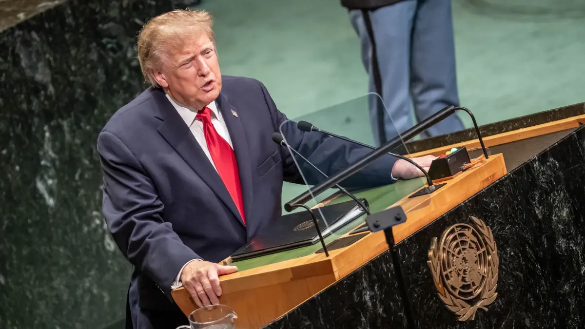 UN-Generaldebatte: US-Präsident Donald Trump spricht zu Beginn der UN Generalversammlung bei den Vereinten Nationen. (zu dpa: «Trump: Werden unsere Interessen in der Region durchsetzen»)