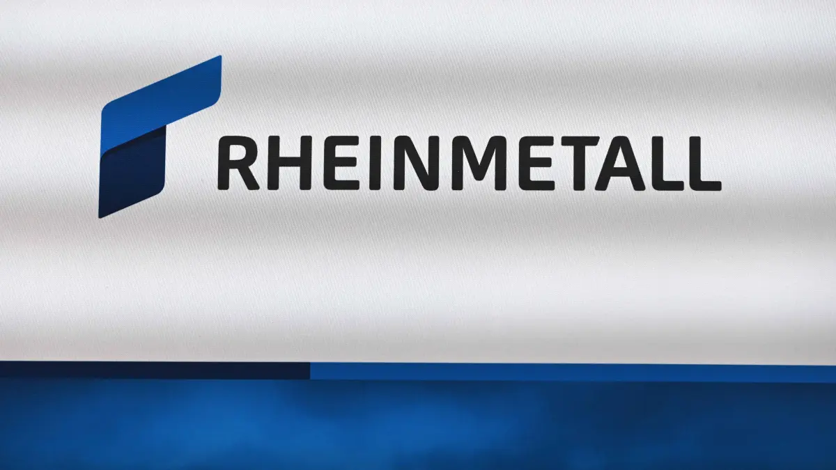 Messe EUDEX : Das Firmenlogo von Rheinmetall, Feature, Randmotiv, Symbolfoto, Messe EUDEX Euro Defence Expo, am 22.09.2026 in der Messe Essen/ Deutschland. *** The Rheinmetall company logo, feature, background image, stock photo, EUDEX Euro Defense Expo trade show, on September 22, 2026, at Messe Essen in Germany