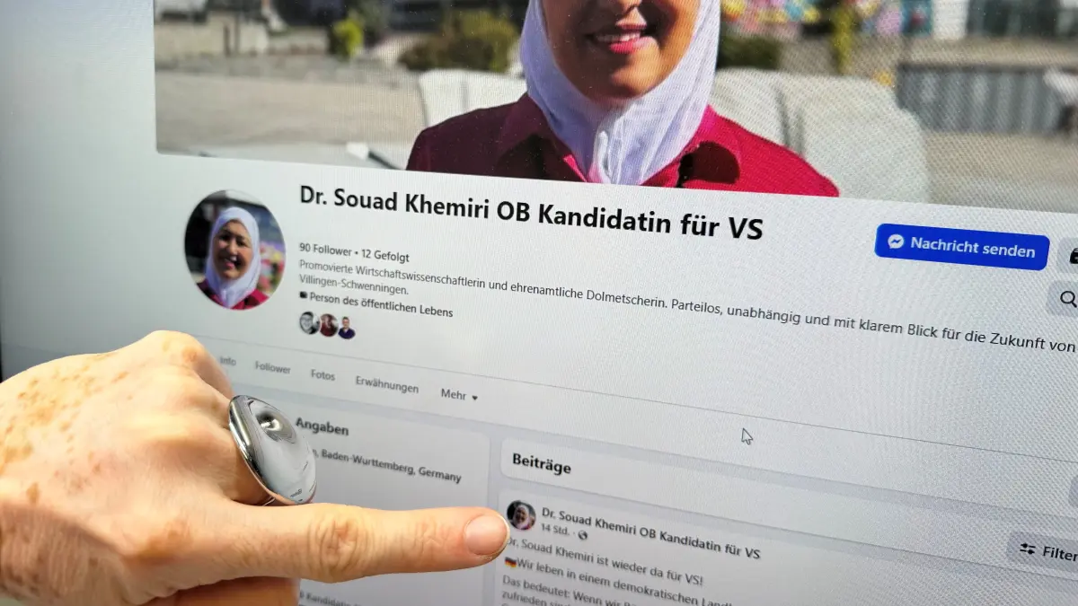Der Nicht-Wahlkampf um das OB-Amt in VS nimmt überraschende Wendungen. Auf ihrer Facebook-Seite ist eine verblüffende Neuigkeit über Souad Khemiri zu lesen.