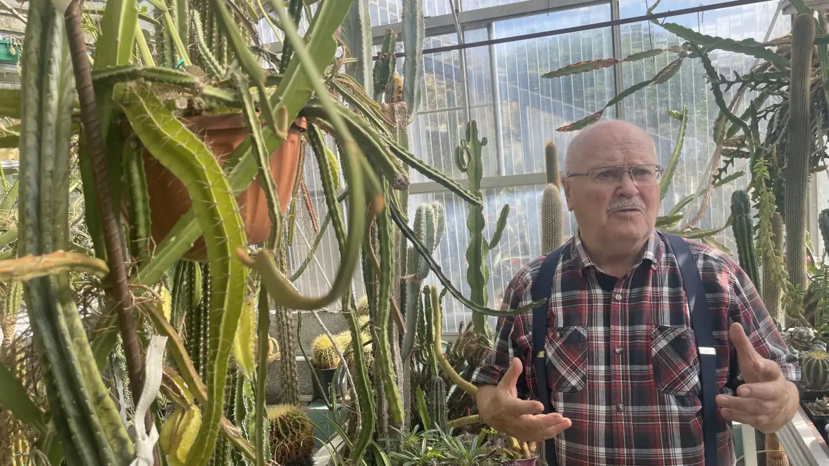 Holger Dopp in seinem Element: Mit Begeisterung erzählt er von den vielfältigen Eigenschaften von Kakteen und Sukkulenten.
