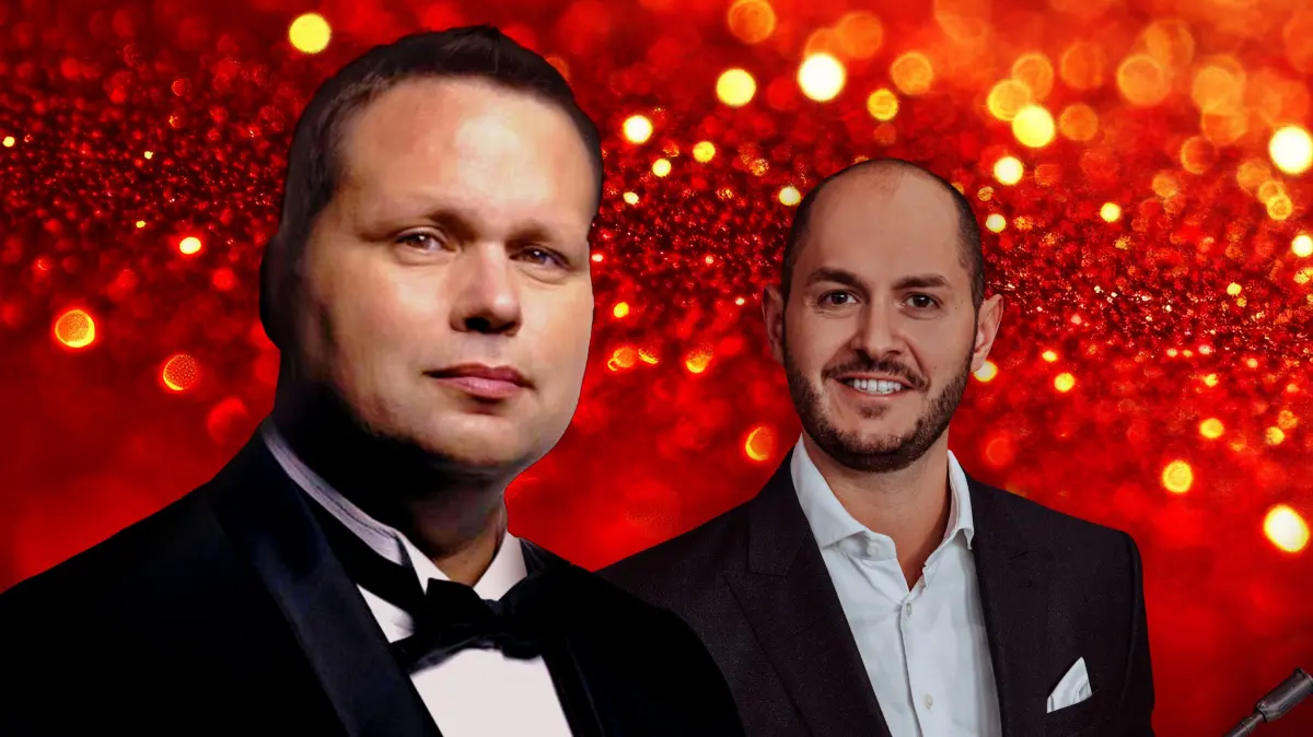 Paul Potts und Kevin Pabst (rechts) bestreiten die Weihnachtsgala in der Reblandhalle in Eimeldingen.