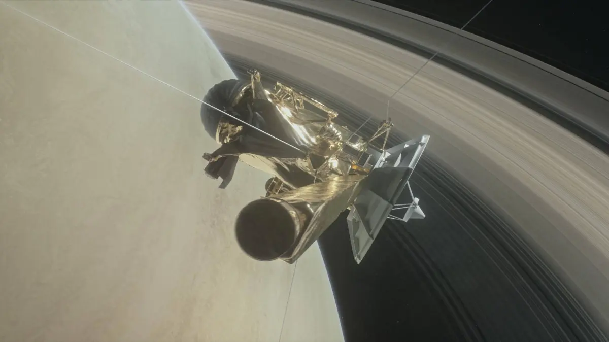 Diese Illustration zeigt die Nasa-Mission Casini, die zwischen den Saturnringen operiert.