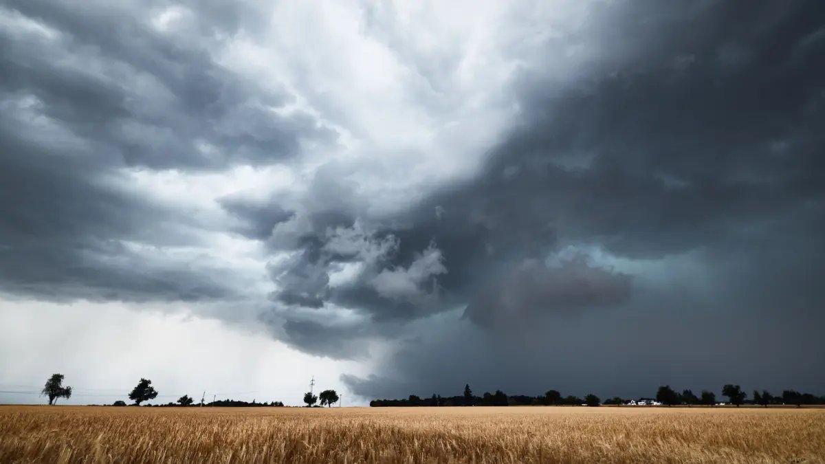 Unwetter in Baden-Württemberg: ARCHIV - 30.06.2026, Baden-Württemberg, Tübingen: Dunkle Gewitterwolken sind am Himmel über dem Landkreis Tübingen zu sehen. (zu dpa: «Der Herbst rauscht herein: Wo Unwetter mit Starkregen drohen») Foto: Nicklas Walther/onw-images/dpa +++ dpa-Bildfunk +++