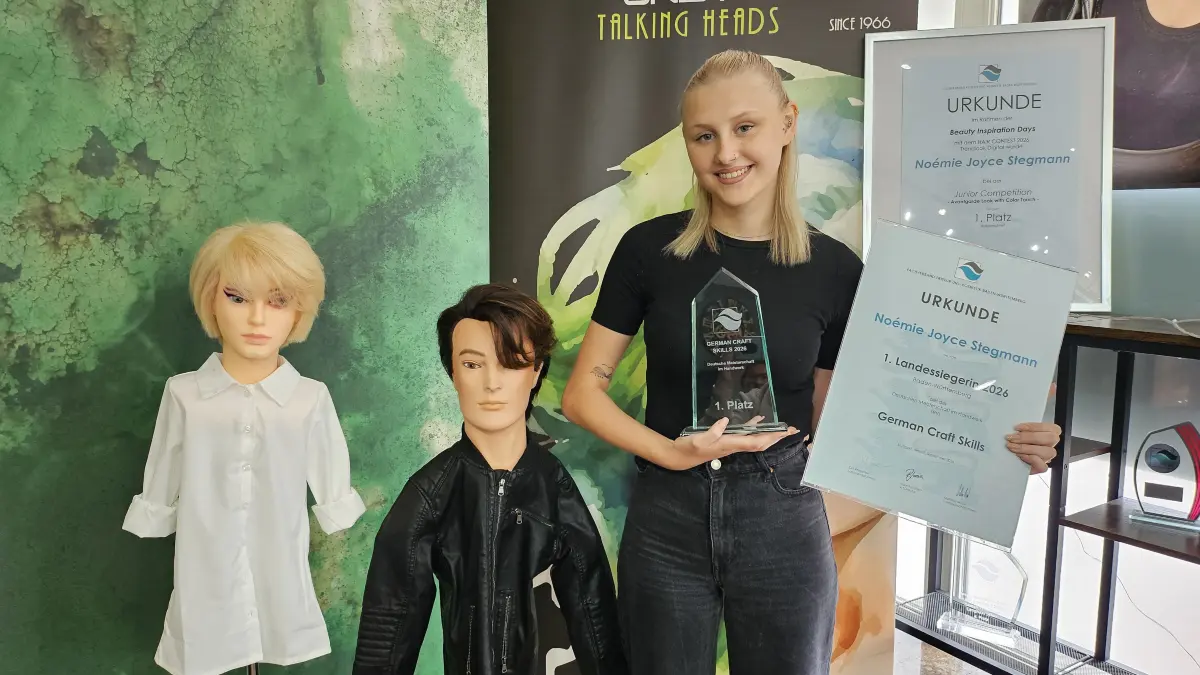 Erster Platz beim Landesentscheid der Friseurinnen und Friseure in Baden-Württemberg: Noémi Stegmann aus Schwenningen.