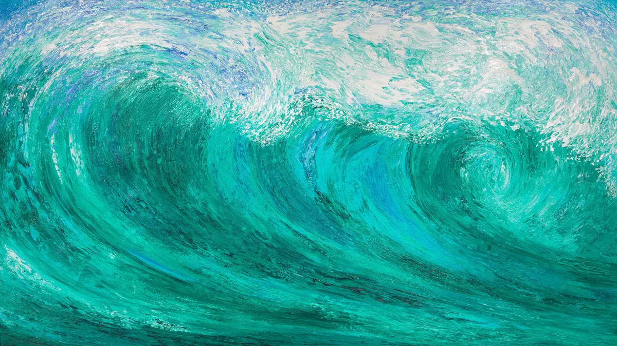 Das Werk von Ansgar Skiba mit dem Titel "Wave/Welle" aus dem Jahr 2003 ist in der Ausstellung "PlitschPlatsch" zu sehen.