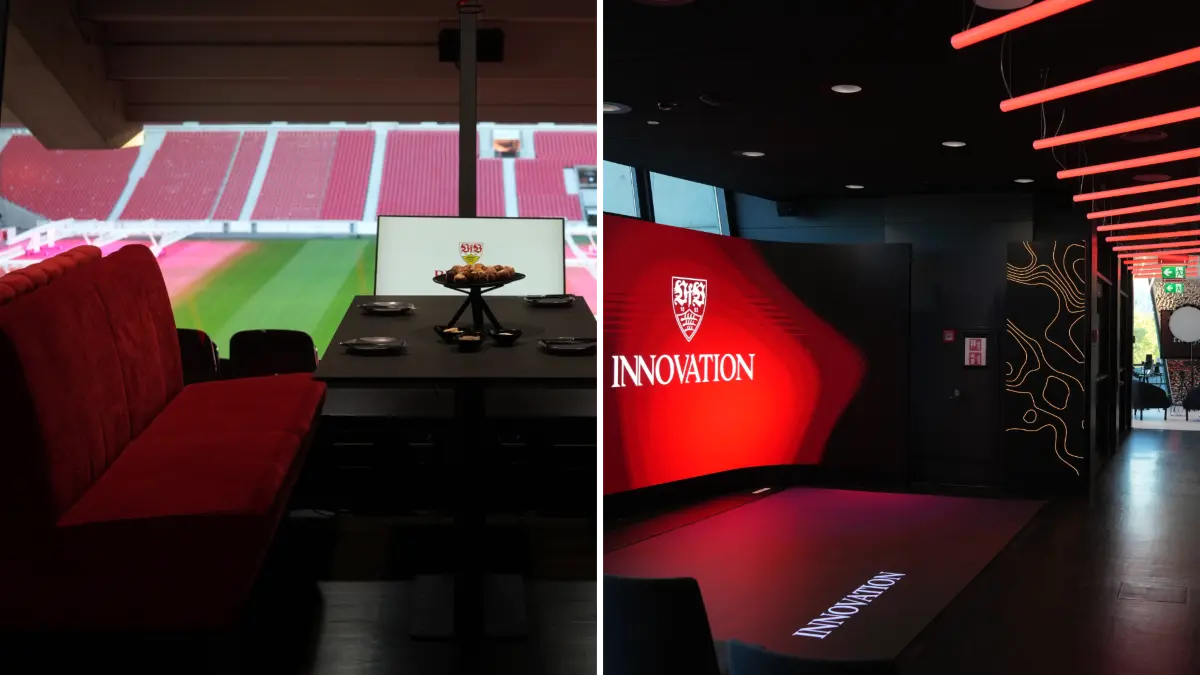 Innovation steht im Fokus des neuen VIP-Bereichs auf der Gegengerade, von dem aus man direkt aufs Spielfeld sieht.