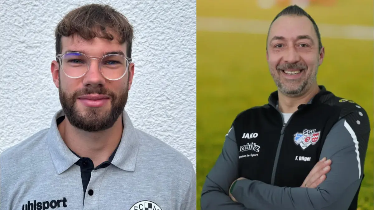 Florentin Fiedler (li.), Vorstand Sport FC Steinhofen und Trainer Frank Dilger, SGM Heinstetten/Hartheim/Unterdigisheim.