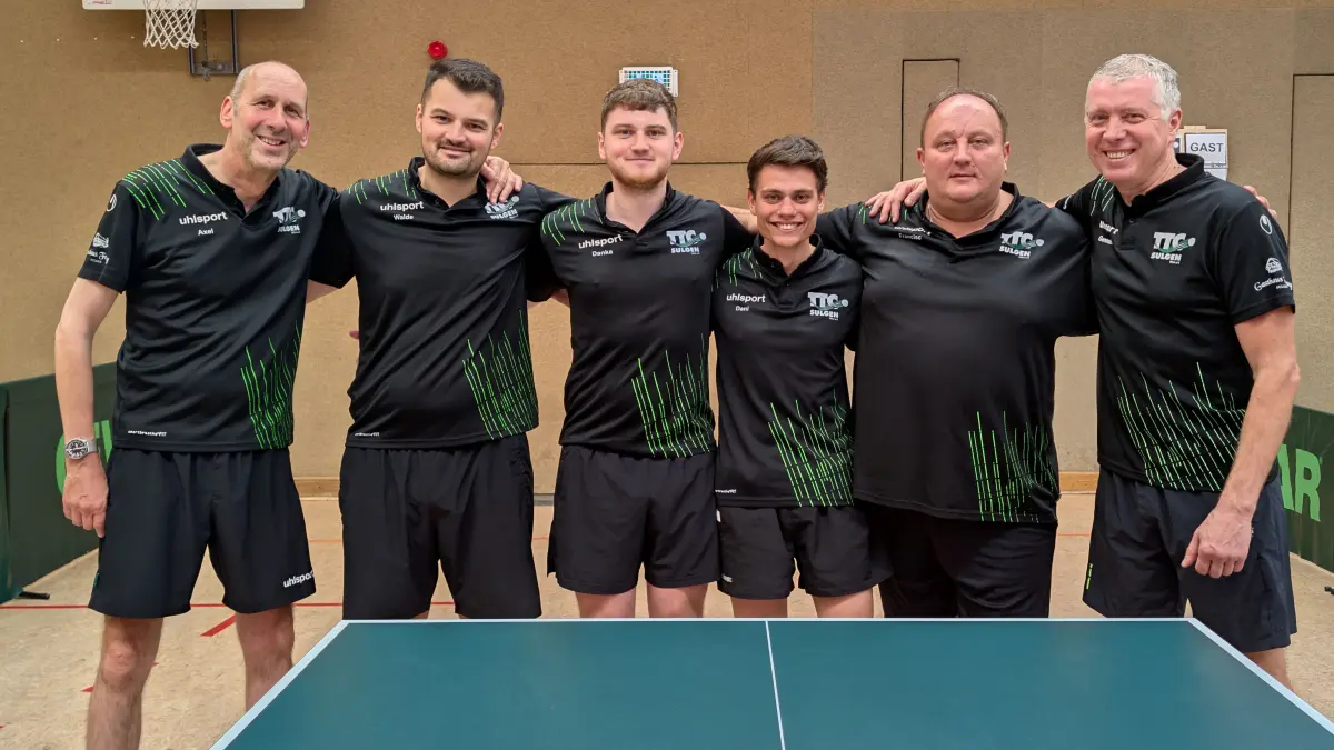 Das Bezirksoberliga-Team des TTC Sulgen (von links): Axel Kaiser, Waldemar Reswich, Daniel Reswich, Daniel Kopp, Francisc Pasc, Gennadii Iurchenko