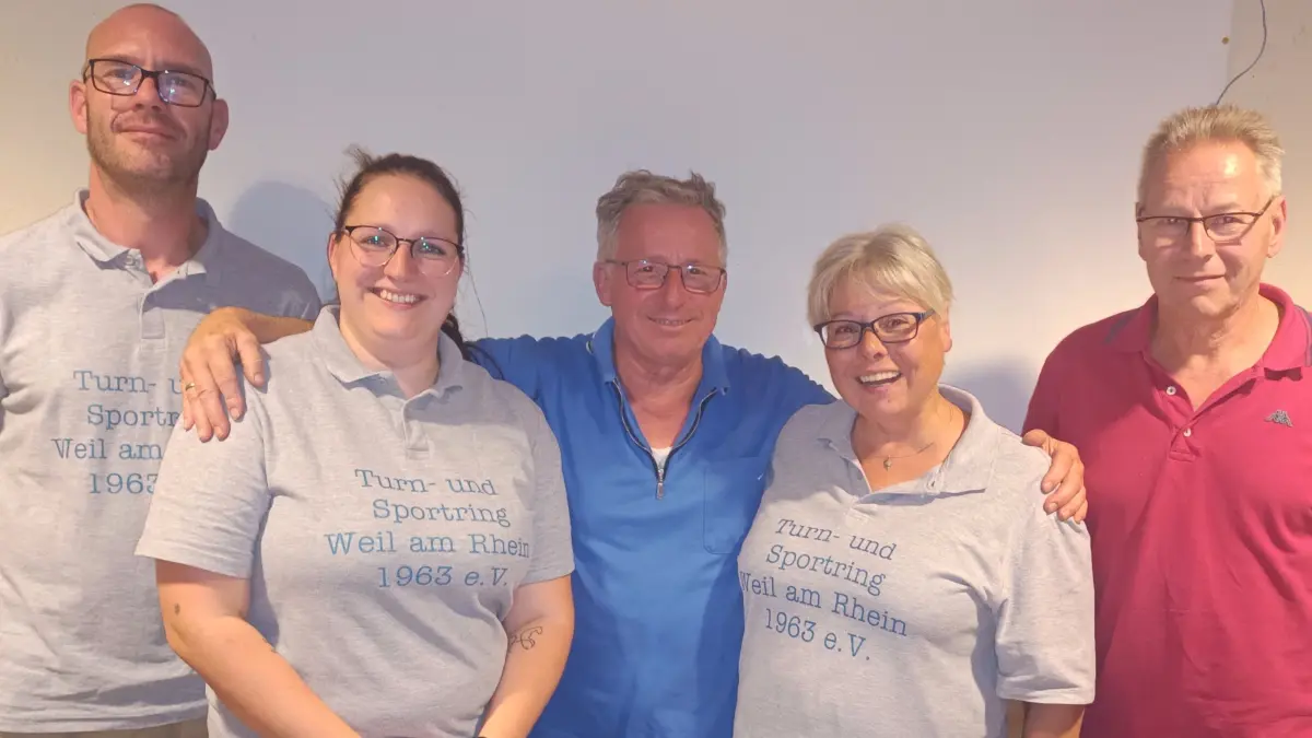 Die wiedergewählte Vorstandsriege des Turn- und Sportrings hat viel Arbeit vor sich: Dominik Pätz (von links), Alexandra Pätz, Klaus Siebler, Birgit Wolf und Alfred Schöne.