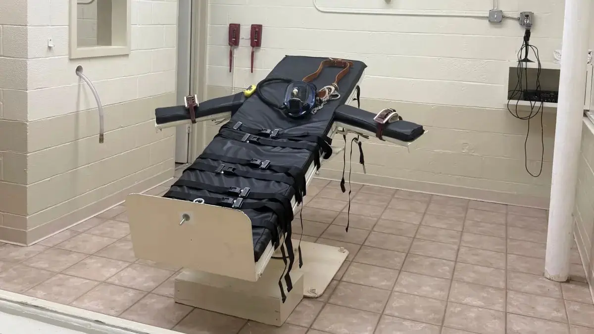 Das undatierte Foto, das vom U.S. District Court zur Verfügung gestellt wurde, zeigt die Hinrichtungsstätte in der neuen Hinrichtungskammer im Louisiana State Penitentiary.