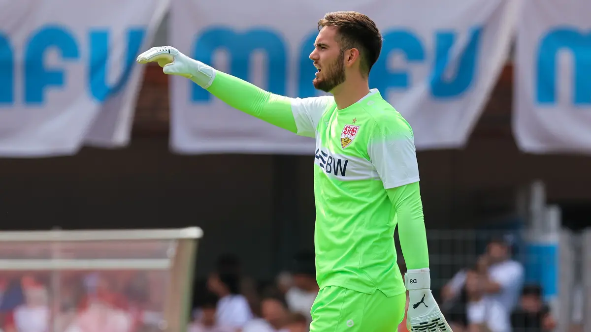 BAU // 19.07.2026, Deutschland, Balingen, Fußball Bundesliga, Saison 2026/2027, Testspiel,
TSG Balingen vs. VfB Stuttgart, Dennis Seimen (VfB)
