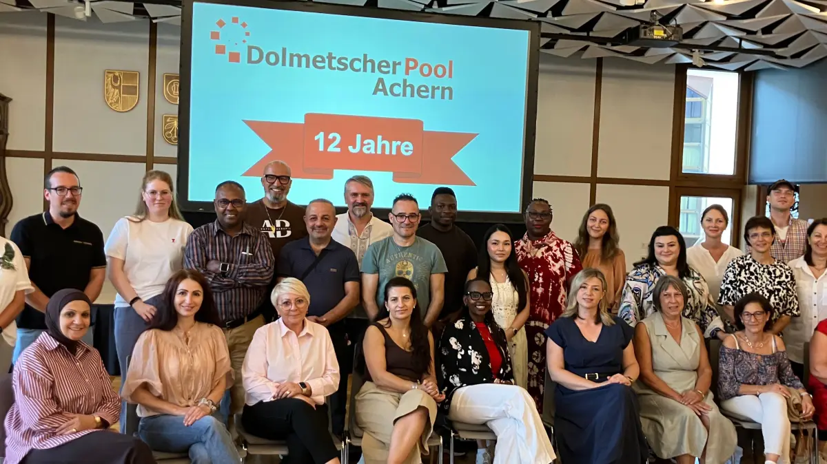 Ehrenamtliche aus dem Dolmetscherpool Achern bei der Jahresfeier 2026.