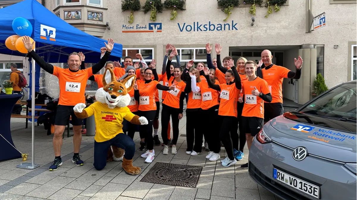 Die Volksbank Rottweil ist nicht nur seit Jahren Sponsor des Stadtlaufs, sondern ist auch mit einer eigenen Staffel dabei.
